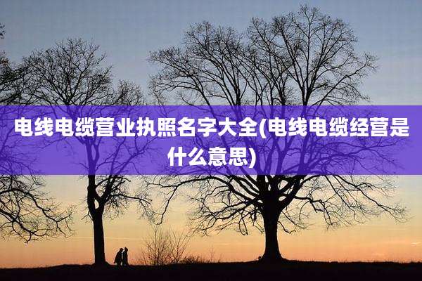 电线电缆营业执照名字大全(电线电缆经营是什么意思)