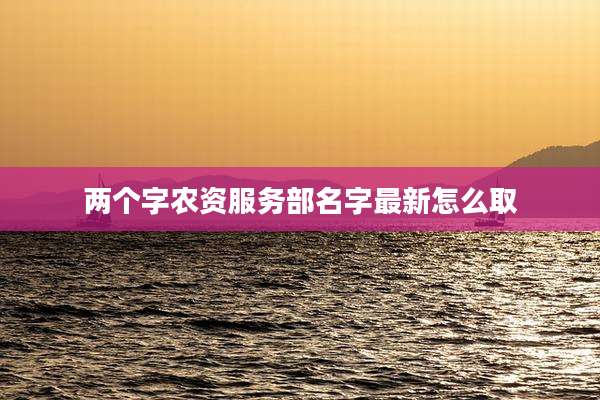两个字农资服务部名字最新怎么取