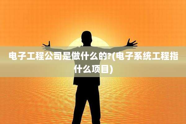 电子工程公司是做什么的?(电子系统工程指什么项目)