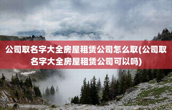 公司取名字大全房屋租赁公司怎么取(公司取名字大全房屋租赁公司可以吗)