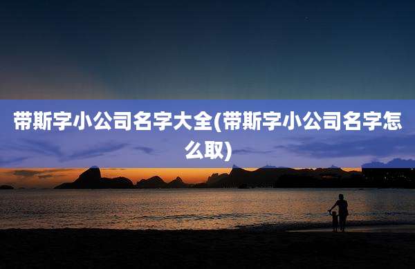 带斯字小公司名字大全(带斯字小公司名字怎么取)