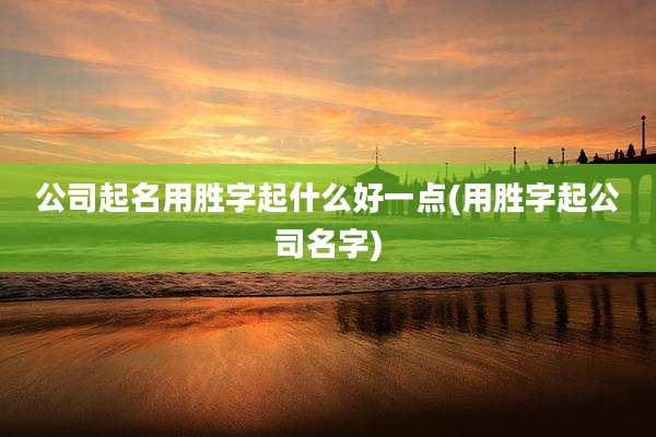 公司起名用胜字起什么好一点(用胜字起公司名字)