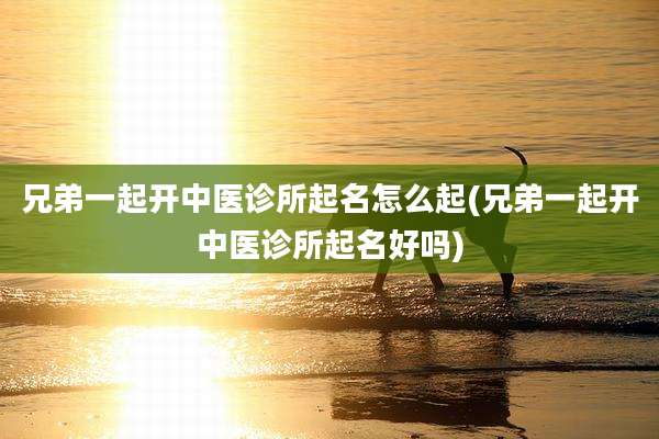 兄弟一起开中医诊所起名怎么起(兄弟一起开中医诊所起名好吗)