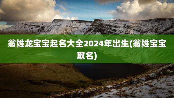 翁姓龙宝宝起名大全2024年出生(翁姓宝宝取名)