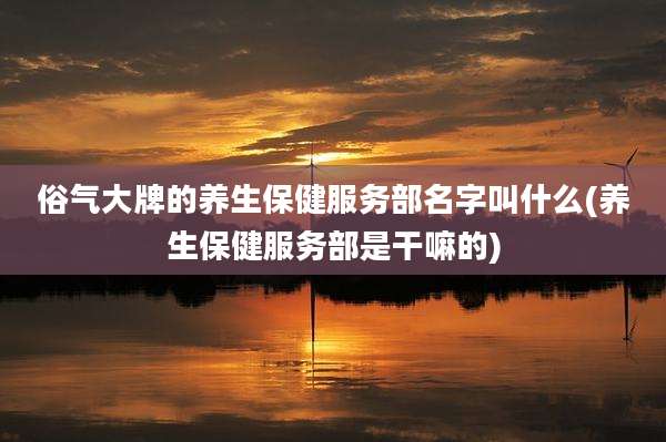 俗气大牌的养生保健服务部名字叫什么(养生保健服务部是干嘛的)