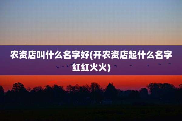 农资店叫什么名字好(开农资店起什么名字红红火火)