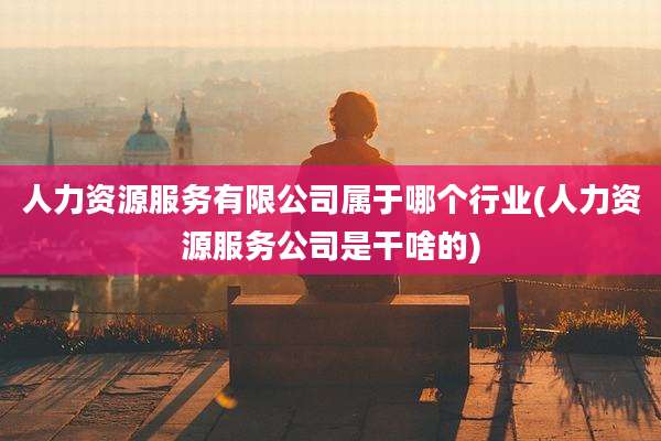 人力资源服务有限公司属于哪个行业(人力资源服务公司是干啥的)