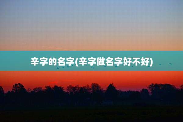 辛字的名字(辛字做名字好不好)