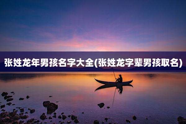 张姓龙年男孩名字大全(张姓龙字辈男孩取名)