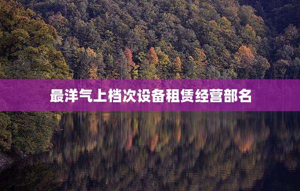 最洋气上档次设备租赁经营部名