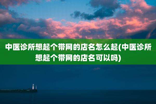 中医诊所想起个带网的店名怎么起(中医诊所想起个带网的店名可以吗)