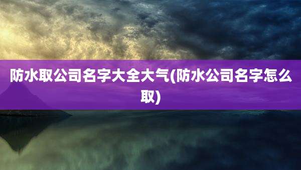 防水取公司名字大全大气(防水公司名字怎么取)