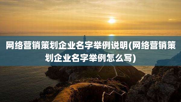 网络营销策划企业名字举例说明(网络营销策划企业名字举例怎么写)
