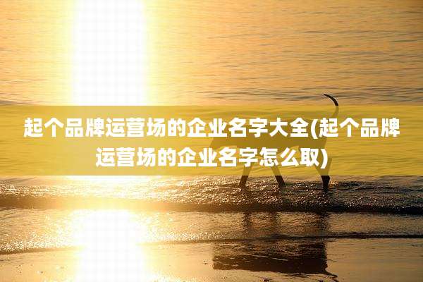 起个品牌运营场的企业名字大全(起个品牌运营场的企业名字怎么取)