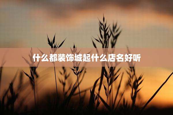 什么都装饰城起什么店名好听