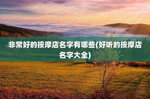 非常好的按摩店名字有哪些(好听的按摩店名字大全)