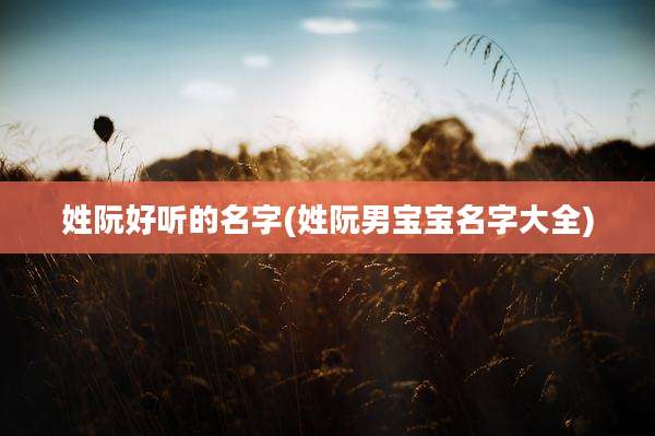 姓阮好听的名字(姓阮男宝宝名字大全)