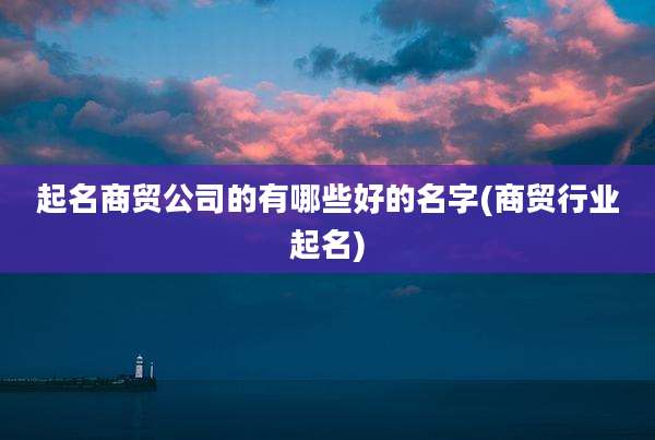 起名商贸公司的有哪些好的名字(商贸行业起名)