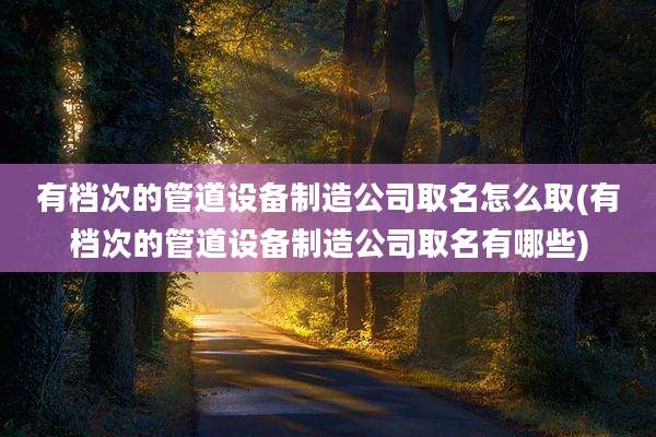 有档次的管道设备制造公司取名怎么取(有档次的管道设备制造公司取名有哪些)
