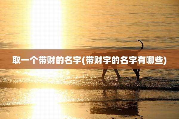 取一个带财的名字(带财字的名字有哪些)