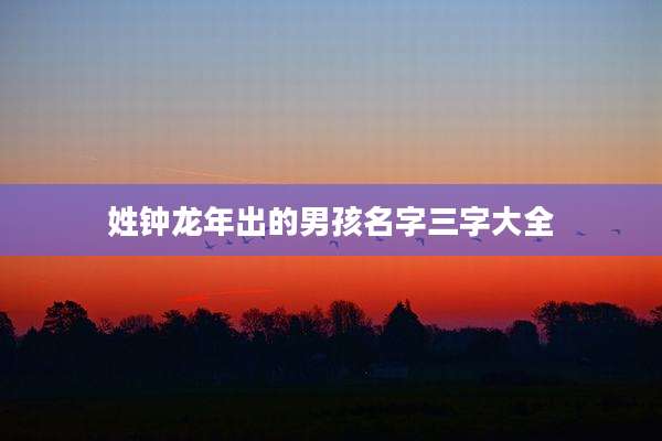 姓钟龙年出的男孩名字三字大全