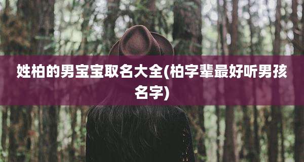 姓柏的男宝宝取名大全(柏字辈最好听男孩名字)