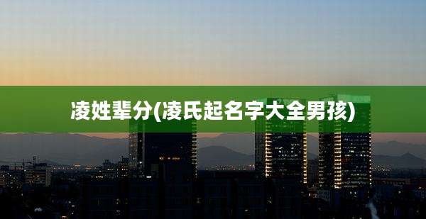 凌姓辈分(凌氏起名字大全男孩)