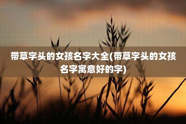 带草字头的女孩名字大全(带草字头的女孩名字寓意好的字)