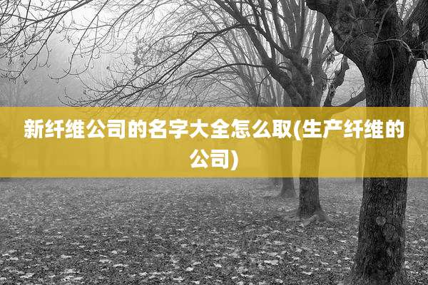 新纤维公司的名字大全怎么取(生产纤维的公司)