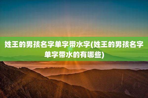 姓王的男孩名字单字带水字(姓王的男孩名字单字带水的有哪些)
