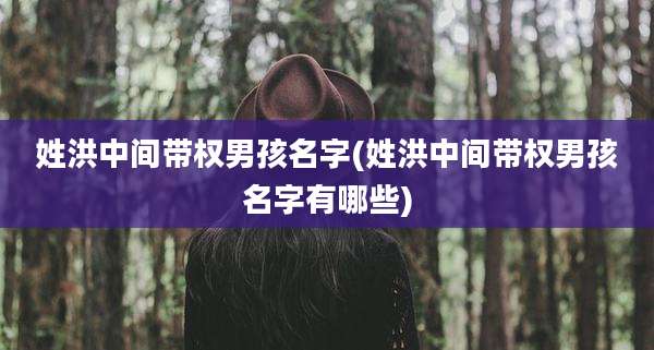 姓洪中间带权男孩名字(姓洪中间带权男孩名字有哪些)