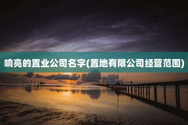 响亮的置业公司名字(置地有限公司经营范围)