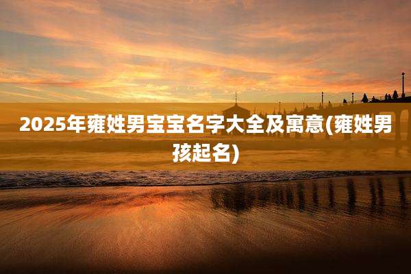 2025年雍姓男宝宝名字大全及寓意(雍姓男孩起名)