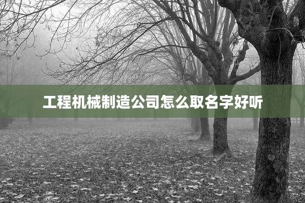 工程机械制造公司怎么取名字好听