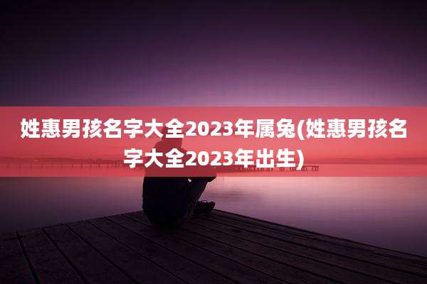 姓惠男孩名字大全2023年属兔(姓惠男孩名字大全2023年出生)