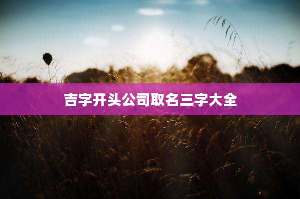 吉字开头公司取名三字大全