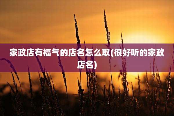 家政店有福气的店名怎么取(很好听的家政店名)