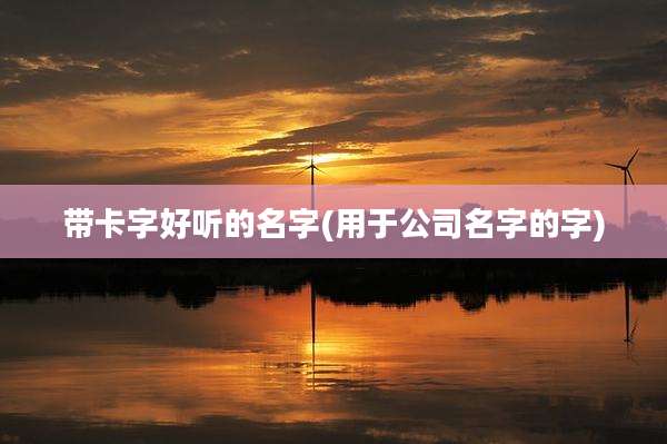 带卡字好听的名字(用于公司名字的字)