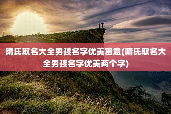 隋氏取名大全男孩名字优美寓意(隋氏取名大全男孩名字优美两个字)