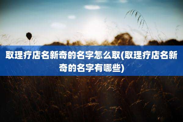 取理疗店名新奇的名字怎么取(取理疗店名新奇的名字有哪些)