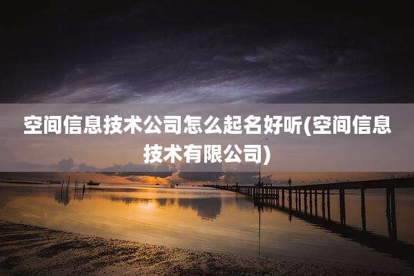 空间信息技术公司怎么起名好听(空间信息技术有限公司)