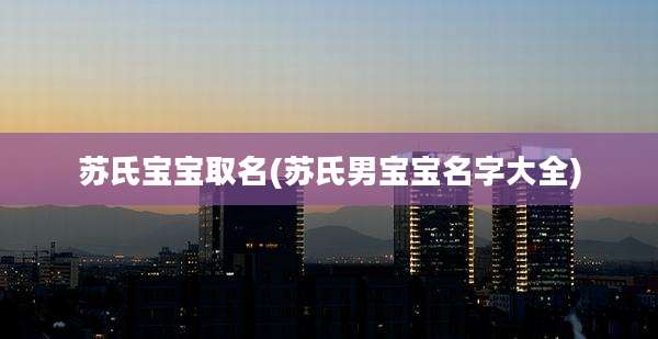 苏氏宝宝取名(苏氏男宝宝名字大全)