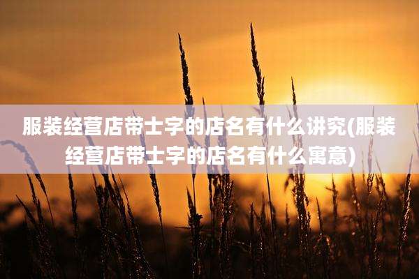 服装经营店带士字的店名有什么讲究(服装经营店带士字的店名有什么寓意)