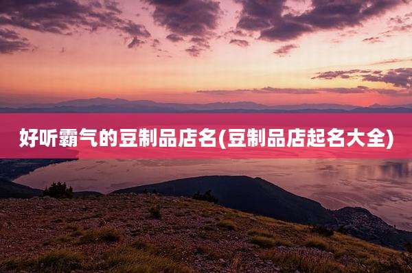 好听霸气的豆制品店名(豆制品店起名大全)