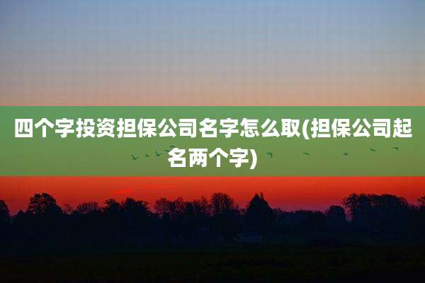 四个字投资担保公司名字怎么取(担保公司起名两个字)