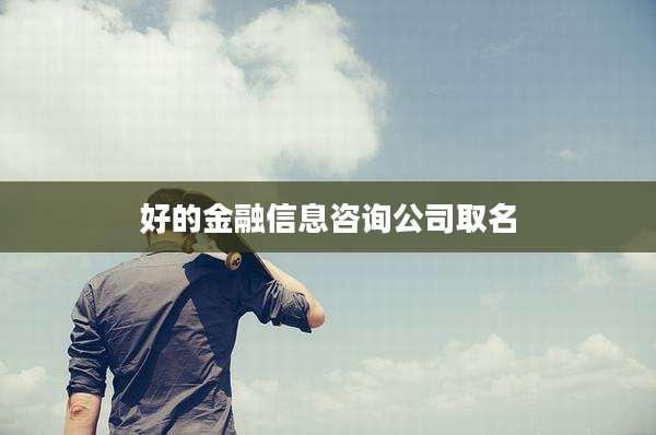 好的金融信息咨询公司取名