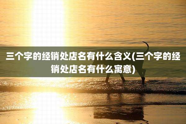 三个字的经销处店名有什么含义(三个字的经销处店名有什么寓意)