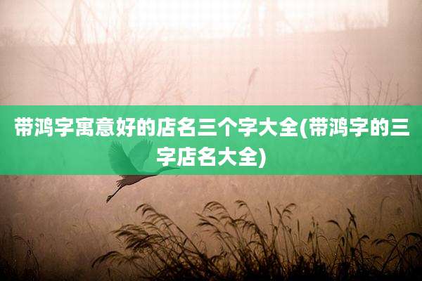 带鸿字寓意好的店名三个字大全(带鸿字的三字店名大全)