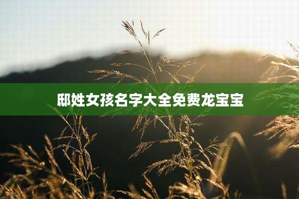 邸姓女孩名字大全免费龙宝宝