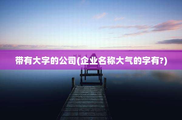 带有大字的公司(企业名称大气的字有?)